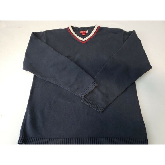 Guess Wine navyV-neck Knit Cotton Long Sleeve Lightweight Sweater Size XL - Picture 1 of 8